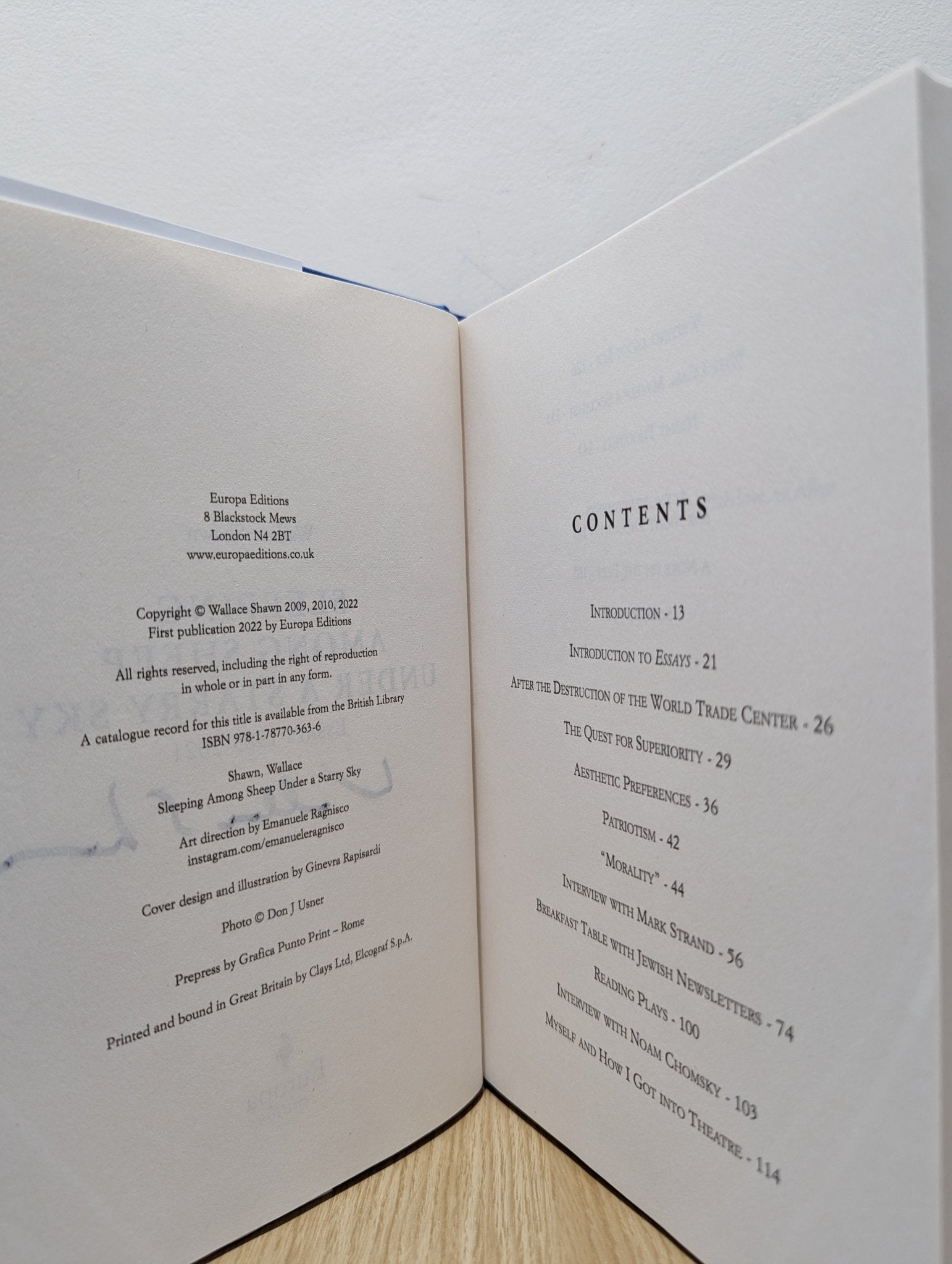 Sleeping Among Sheep Under a Starry Sky: Essays 1985 - 2021 by Wallace Shawn (Signed First Edition) - Fialta Books