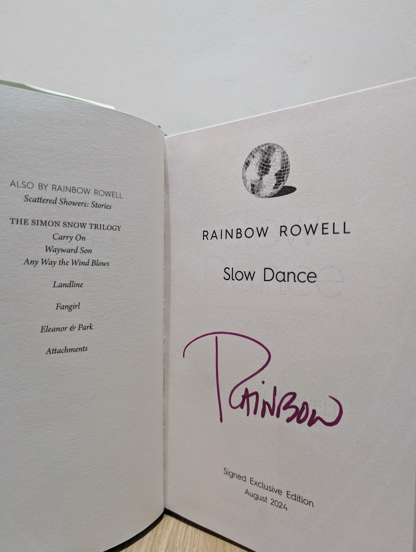 Slow Dance by Rainbow Rowell (Signed First Edition) - Fialta Books