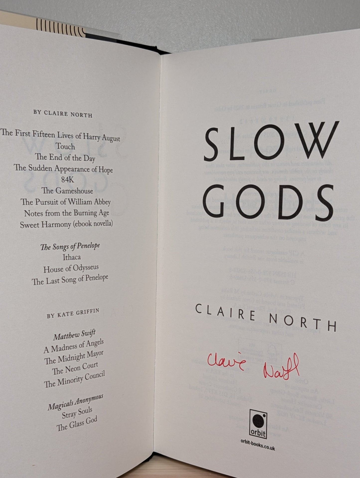 Slow Gods by Claire North (Signed First Edition) - Fialta Books