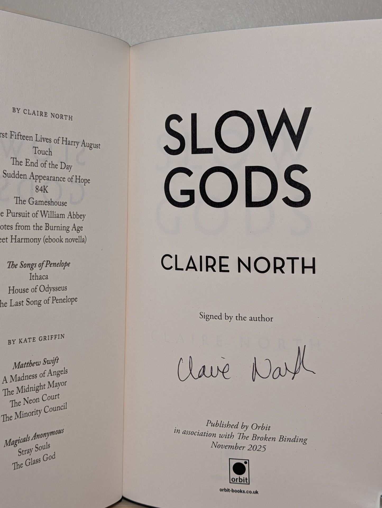 Slow Gods by Claire North (Signed First Edition with sprayed edges) - Fialta Books