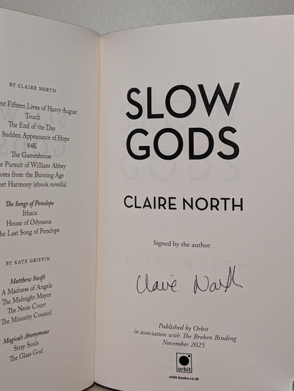 Slow Gods by Claire North (Signed First Edition with sprayed edges) - Fialta Books