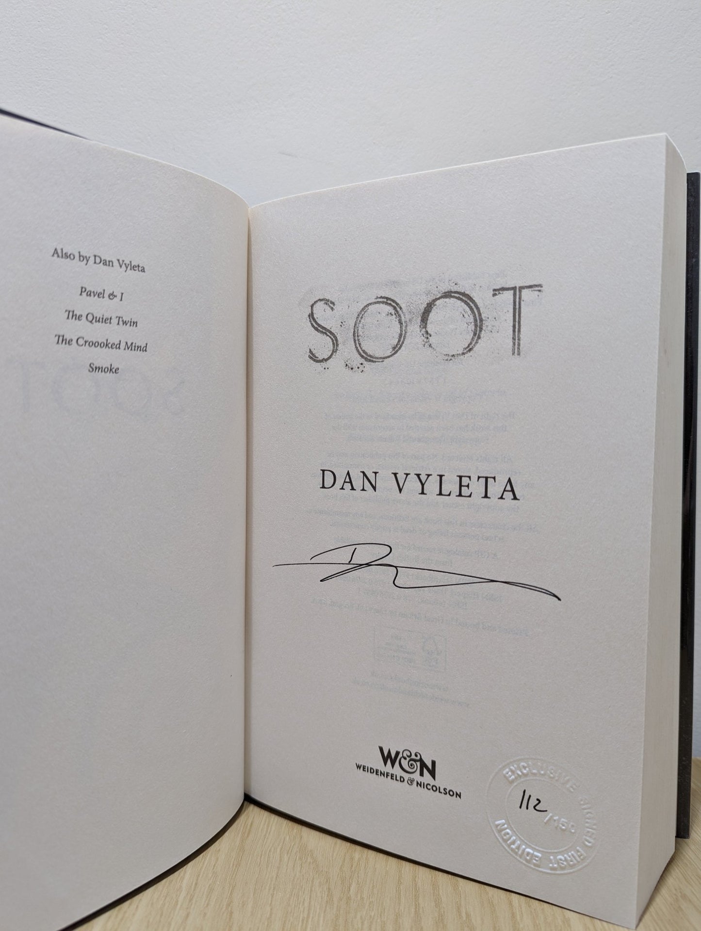 Smoke & Soot by Dan Vyleta (Signed Numbered First Edition Set) - Fialta Books