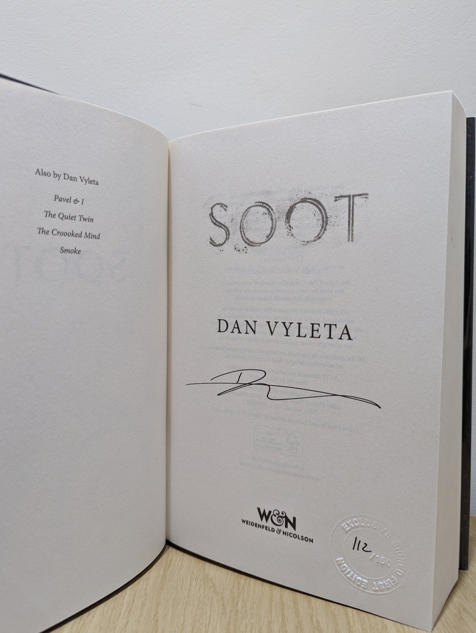 Smoke & Soot by Dan Vyleta (Signed Numbered First Edition Set) - Fialta Books