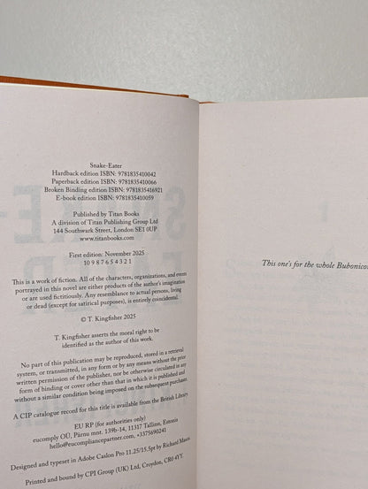 Snake - Eater (Signed First Edition with sprayed edges) by T. Kingfisher - Fialta Books