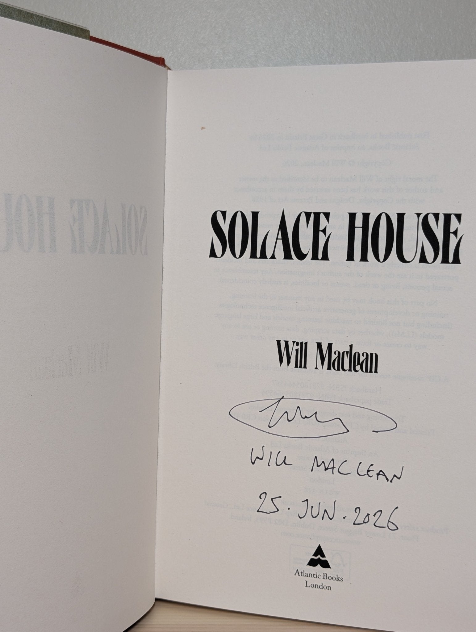 Solace House by Will Maclean (Signed Dated First Edition) - Fialta Books