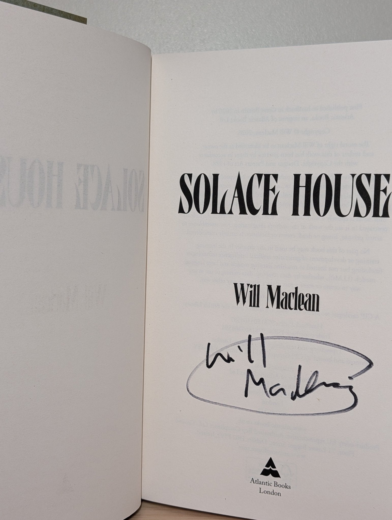 Solace House by Will Maclean (Signed First Edition) - Fialta Books