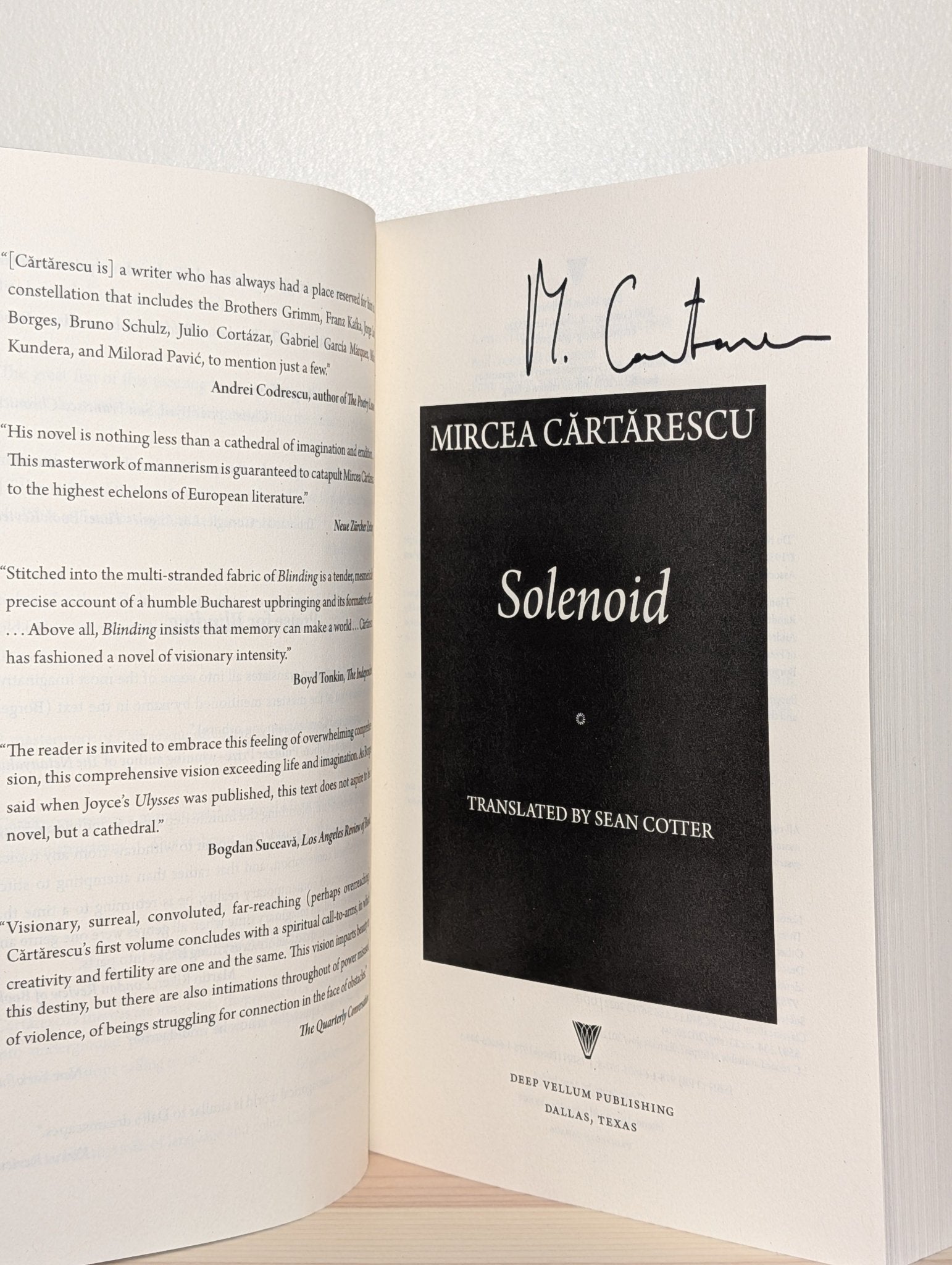 Solenoid (Signed US Edition) by Mircea Cartarescu - Fialta Books