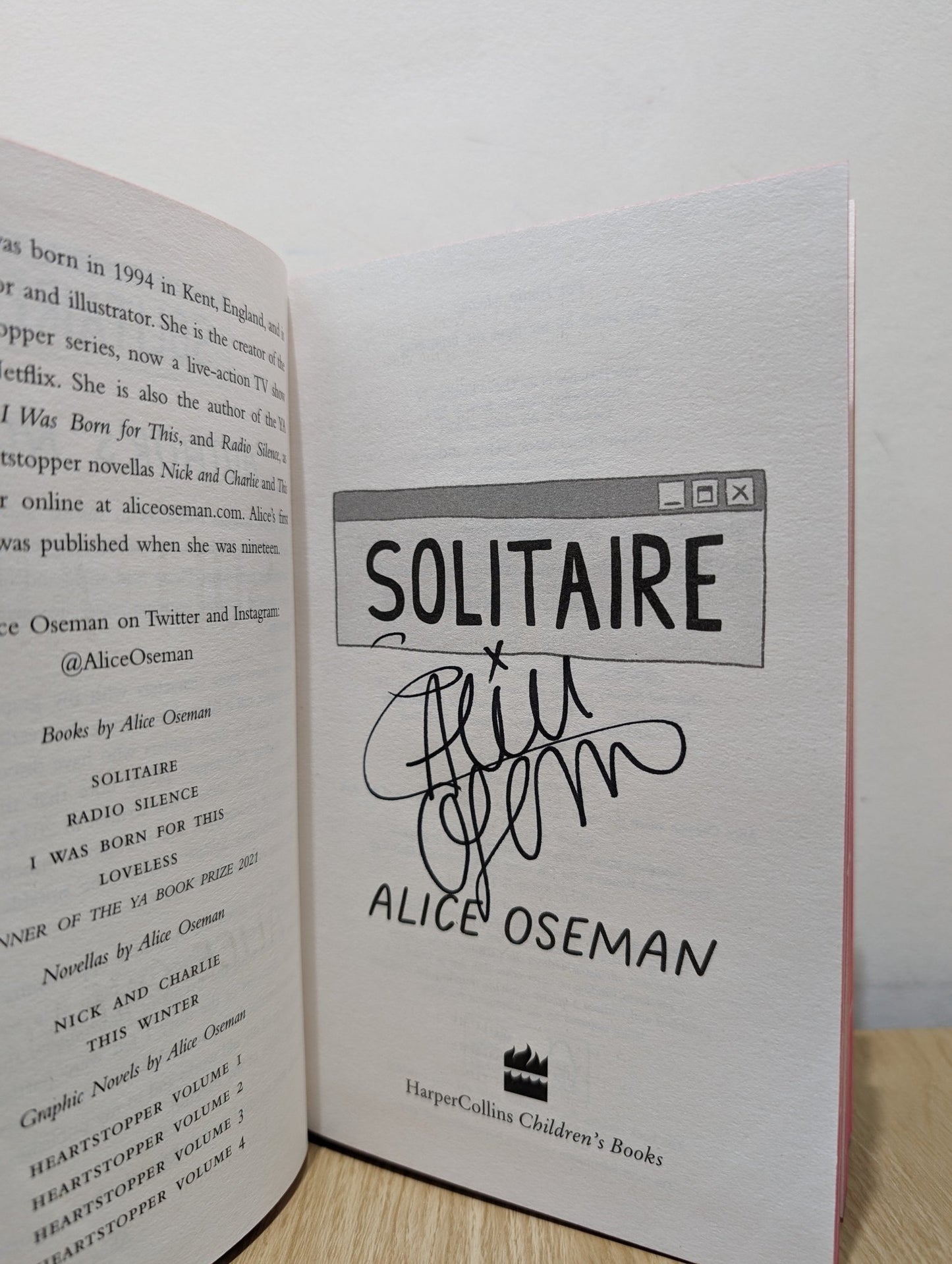 Solitaire by Alice Oseman (Signed Anniversary Hardback Edition) - Fialta Books