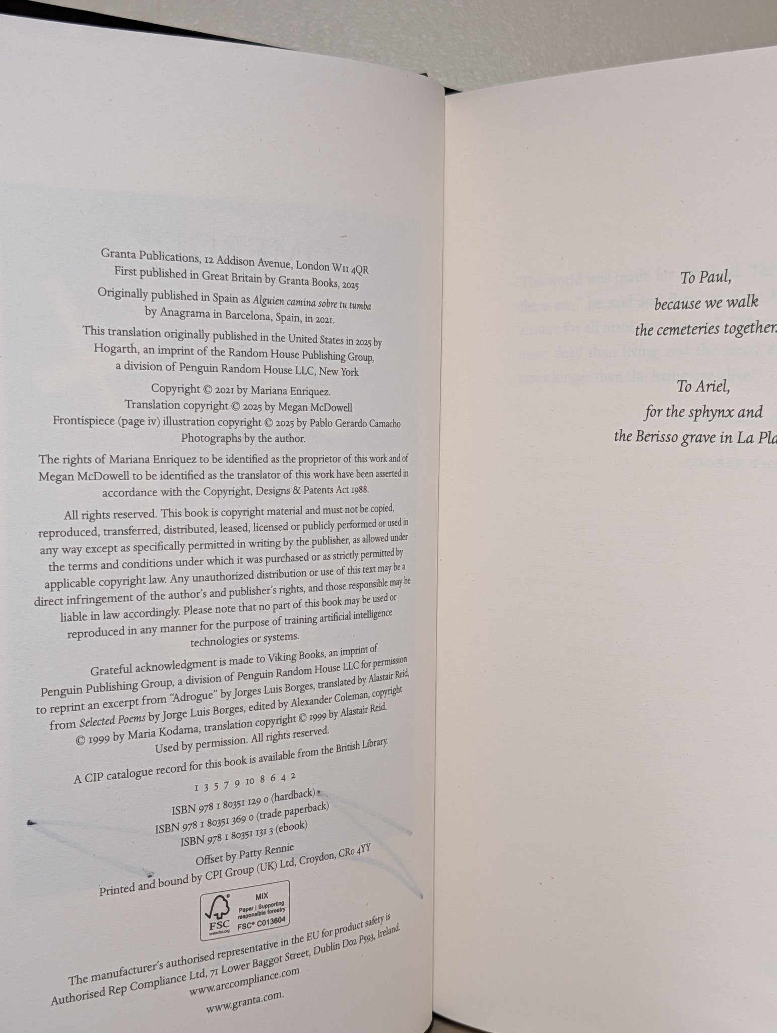 Somebody Is Walking on Your Grave: My Cemetery Journeys by Mariana Enriquez (Signed) - Fialta Books