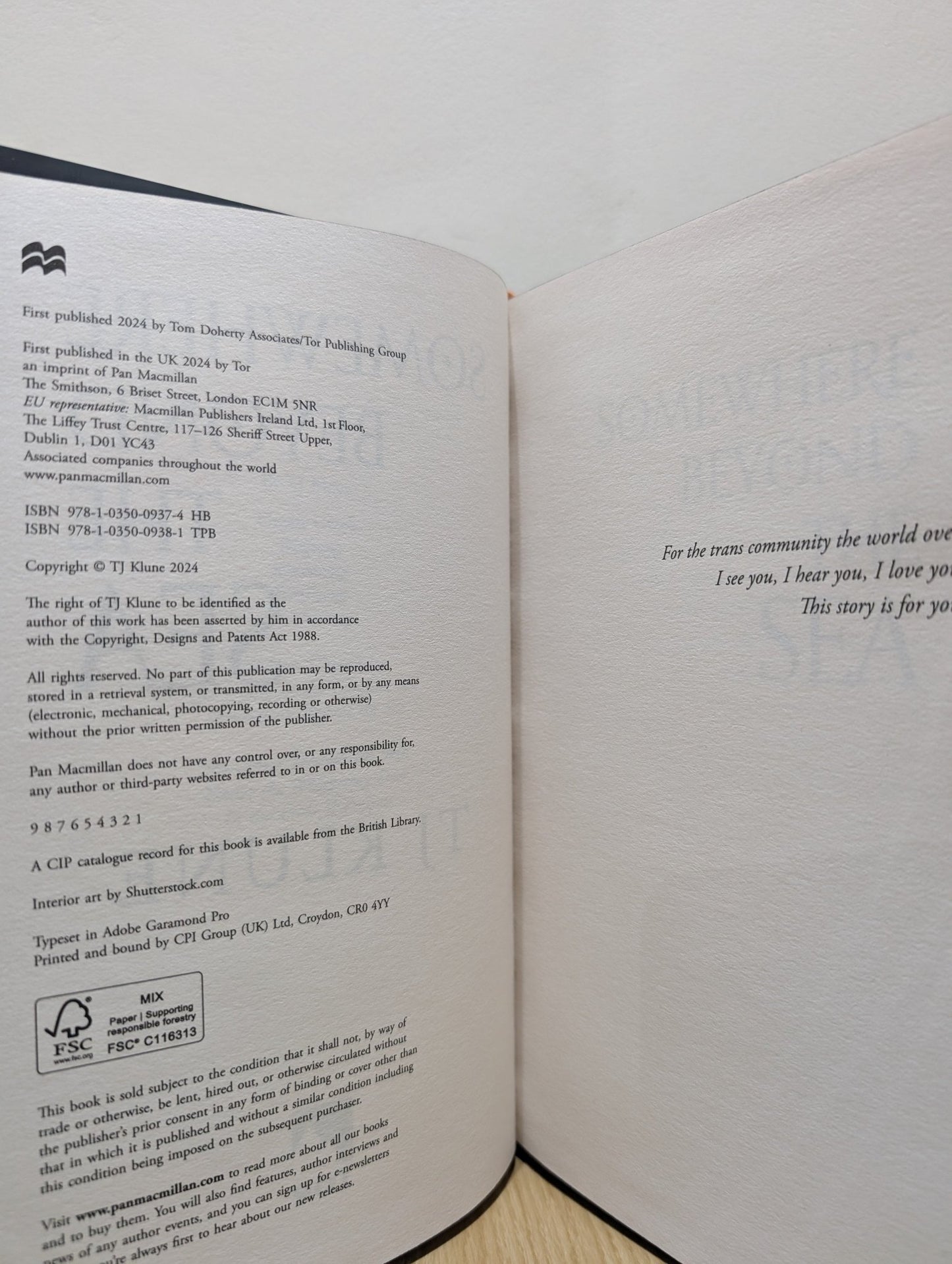 Somewhere Beyond the Sea by TJ Klune (Signed First Edition with sprayed edges) - Fialta Books