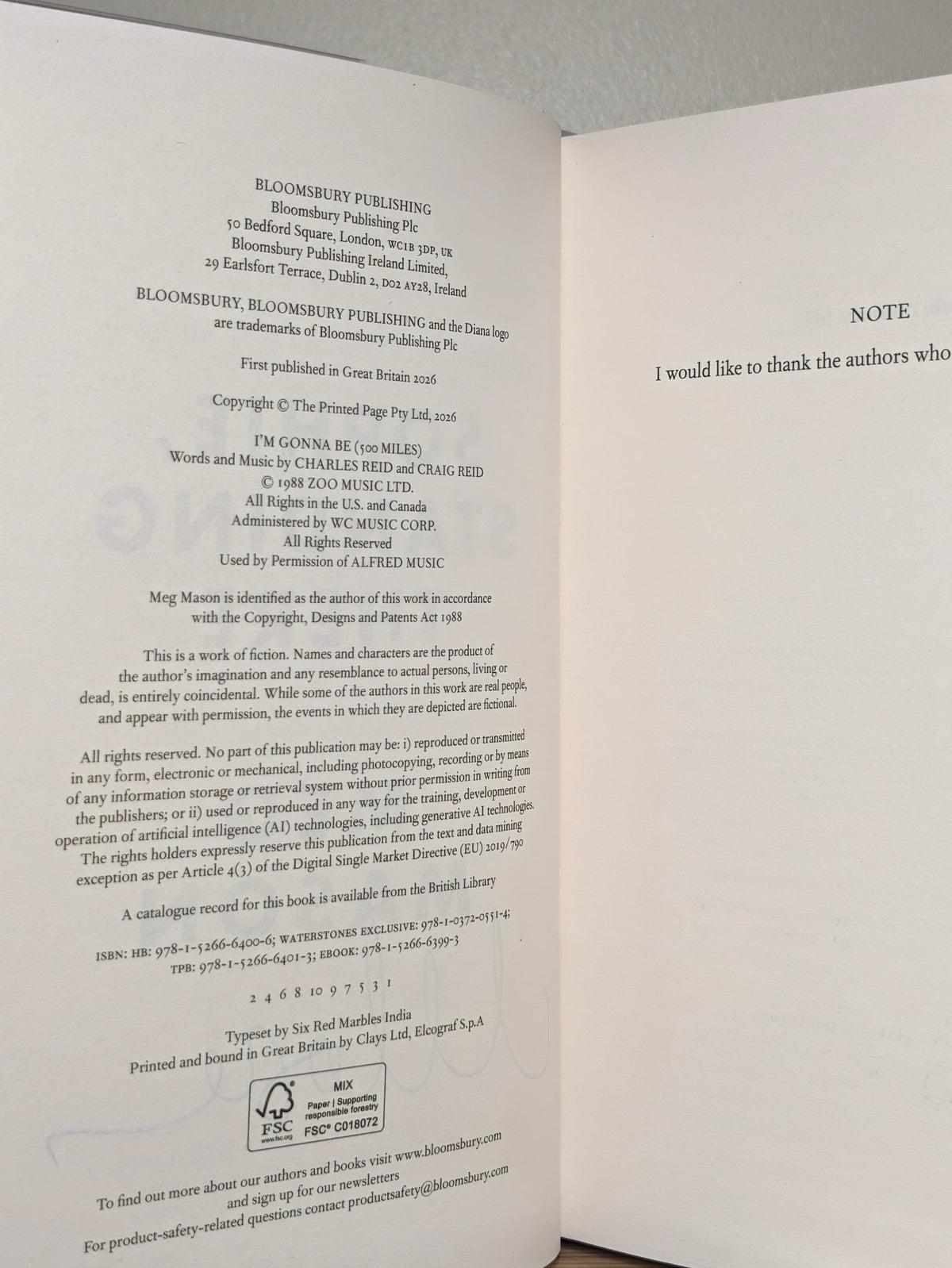 Sophie, Standing There by Meg Mason (Signed to Title Page) - Fialta Books