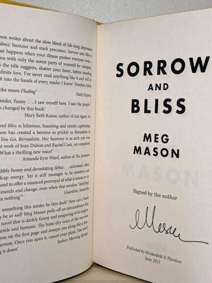 Sorrow and Bliss by Meg Mason (Signed First Edition with sprayed edges) - Fialta Books