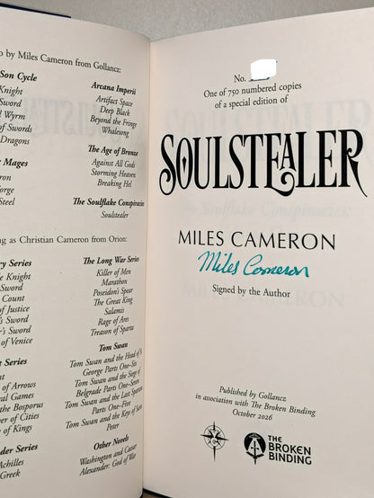 Soulstealer by Miles Cameron (Signed First Edition with sprayed edges) - Fialta Books