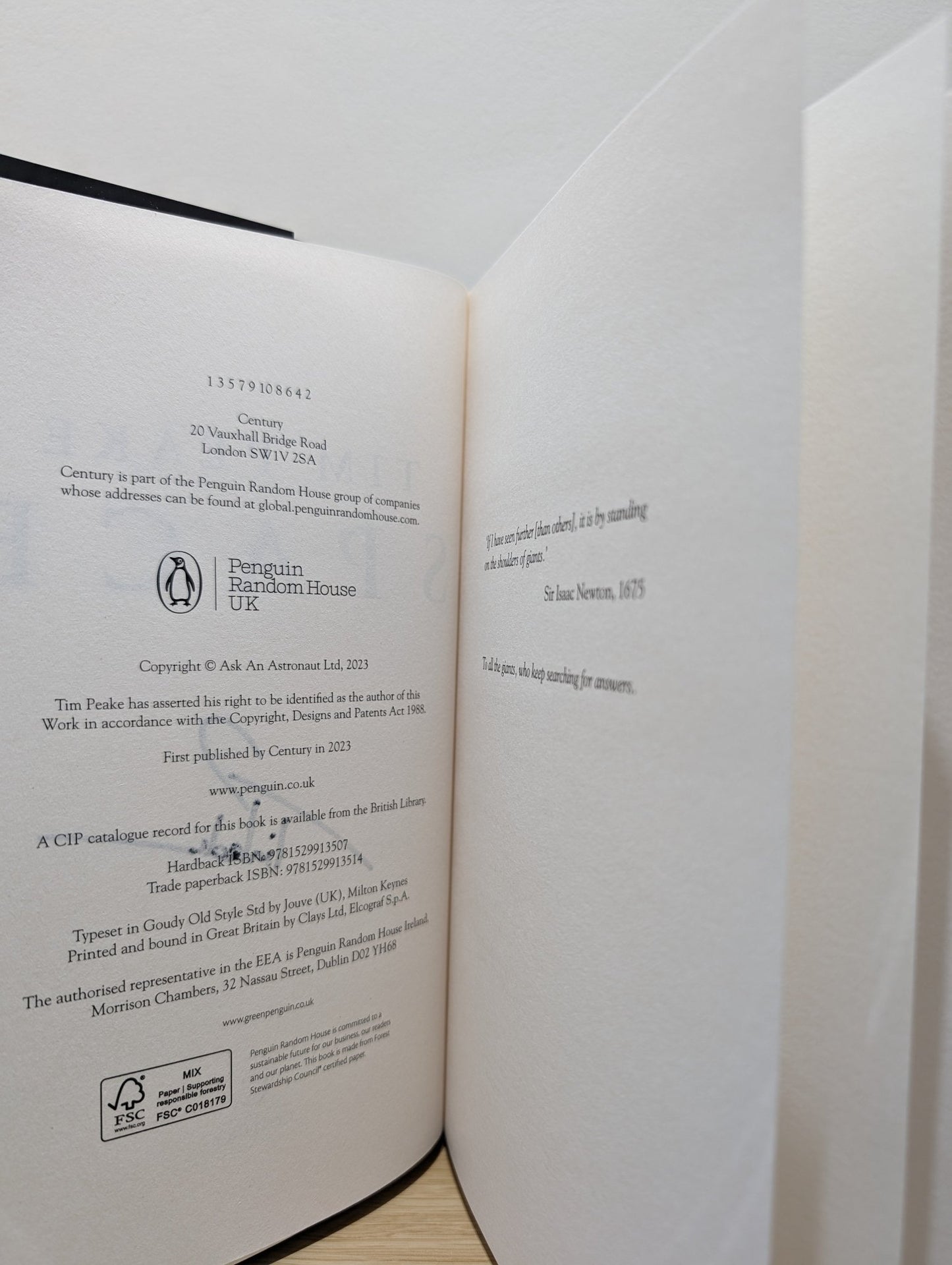 Space: The Human Story by Tim Peake (Signed First Edition) - Fialta Books