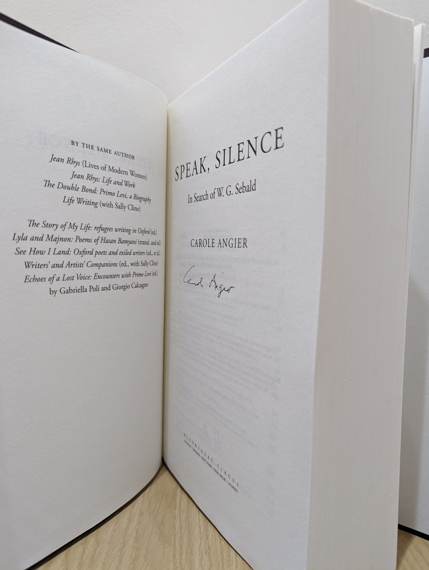 Speak, Silence: In Search of W. G. Sebald by Carole Angier (Signed First Edition) - Fialta Books