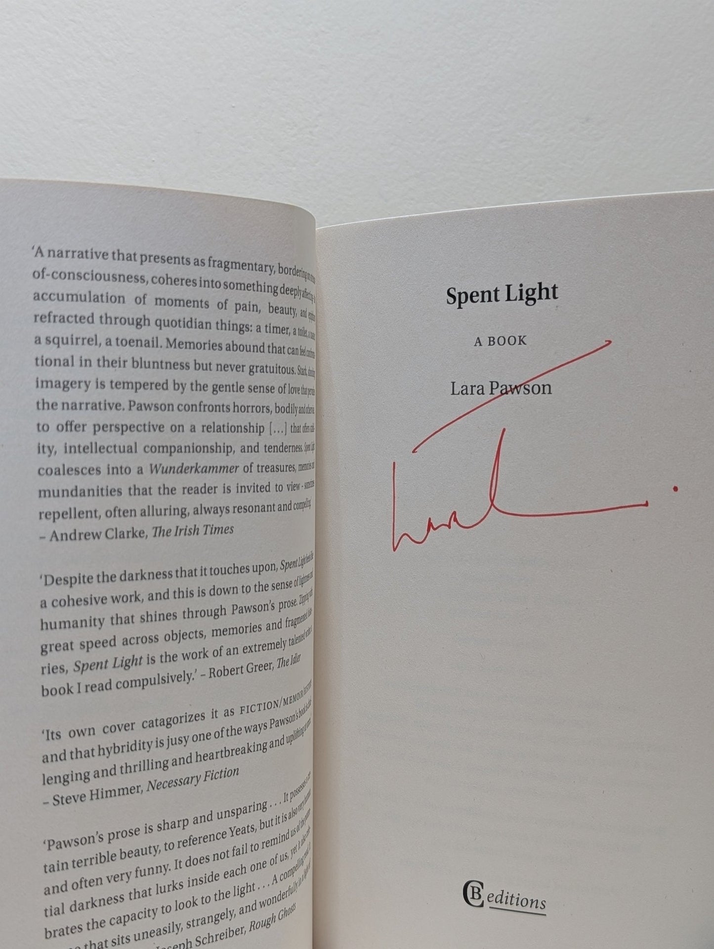 Spent Light by Lara Pawson (Signed First Edition) - Fialta Books