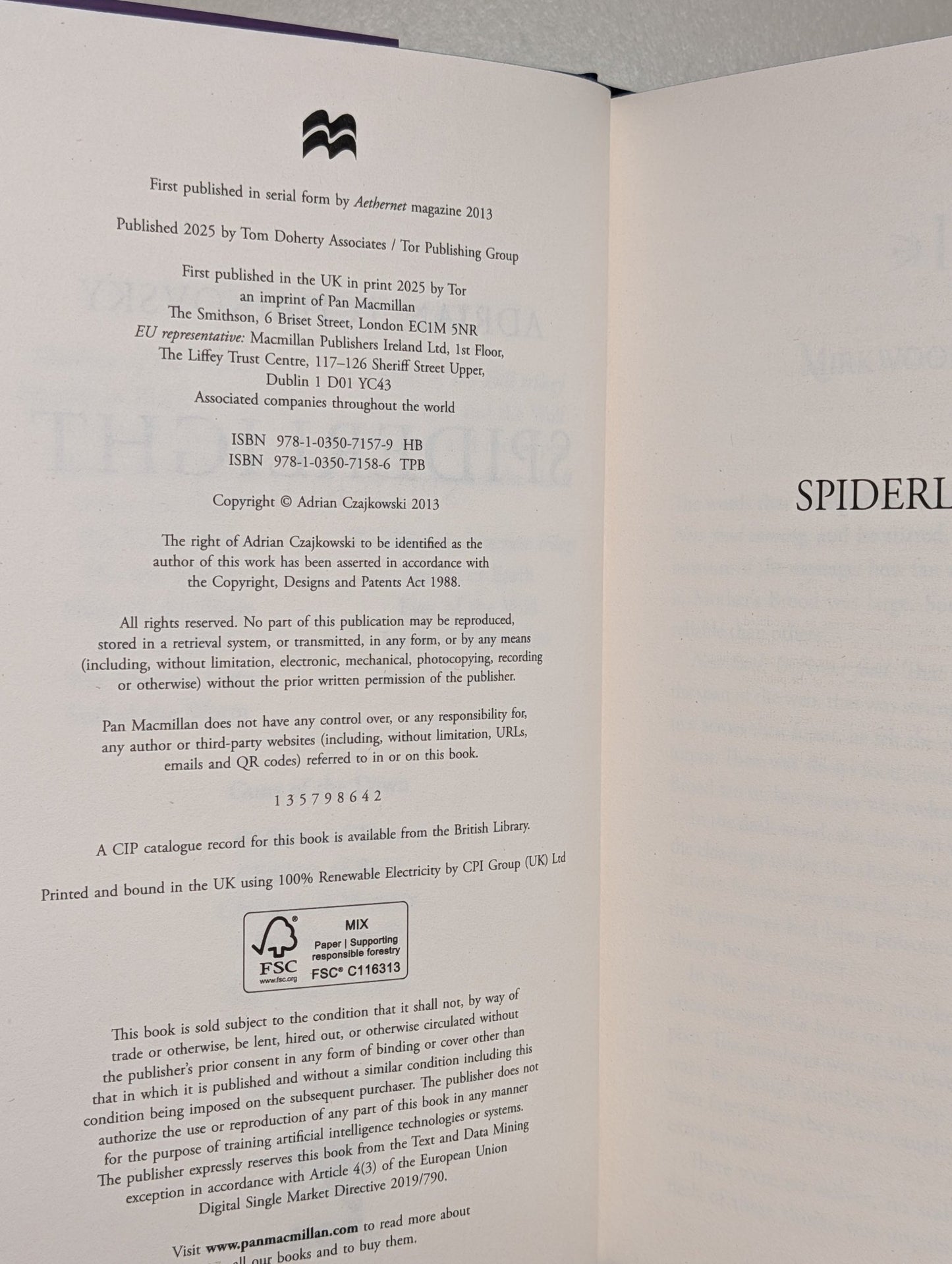 Spiderlight by Adrian Tchaikovsky (Signed First Edition with sprayed edges) - Fialta Books