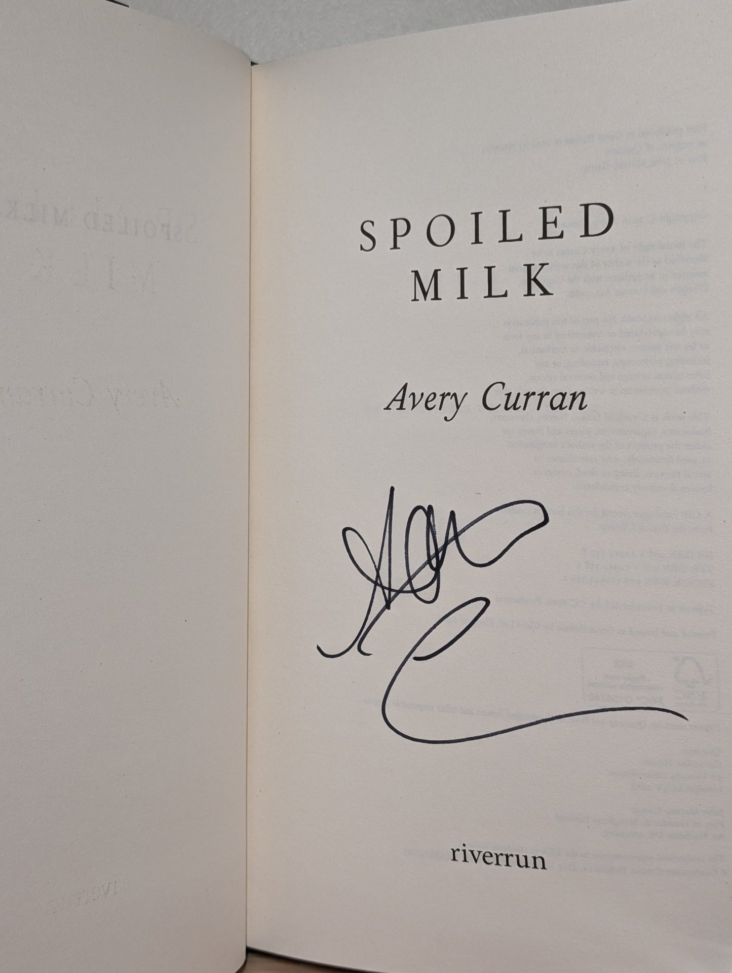 Spoiled Milk by Avery Curran (Signed First Edition) - Fialta Books