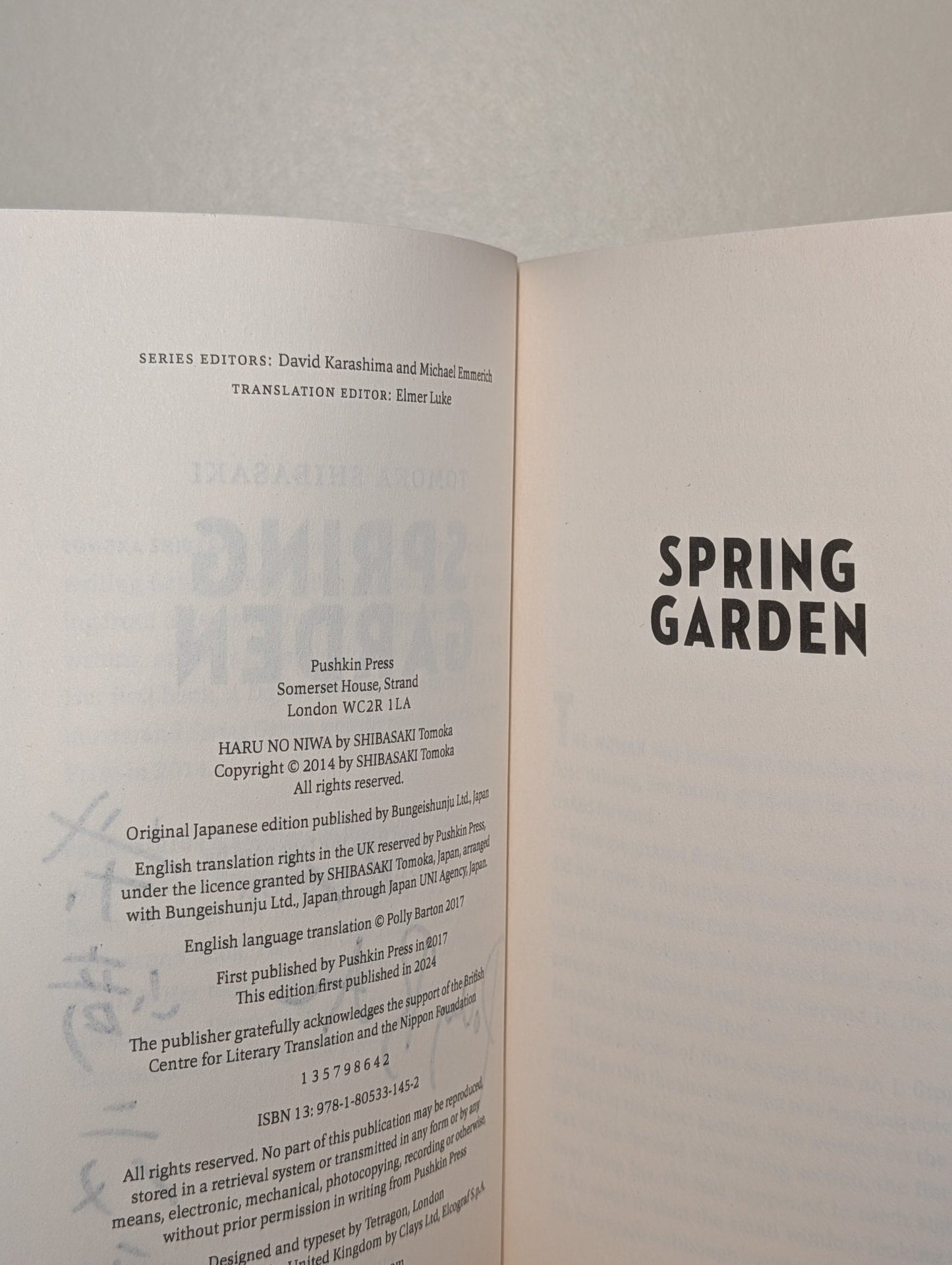 Spring Garden by Tomoka Shibasaki (Double Signed First Edition) - Fialta Books