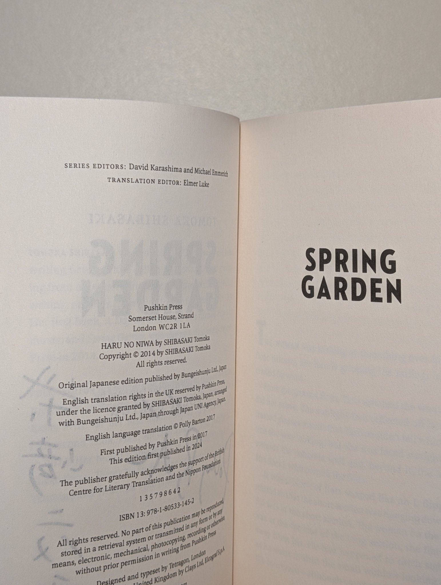 Spring Garden by Tomoka Shibasaki (Double Signed First Edition) - Fialta Books