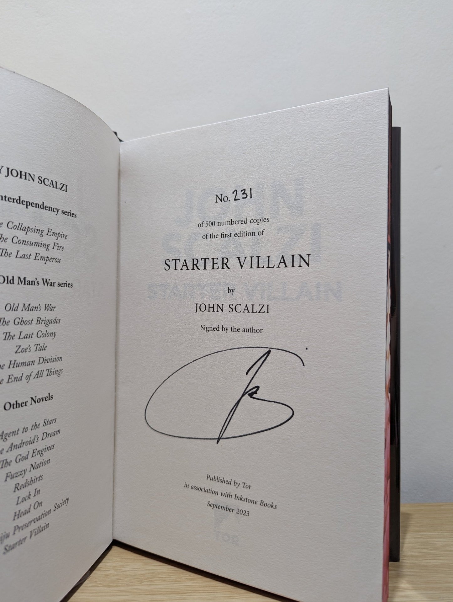 Starter Villain by John Scalzi (Signed Numbered First Edition with sprayed edges) - Fialta Books