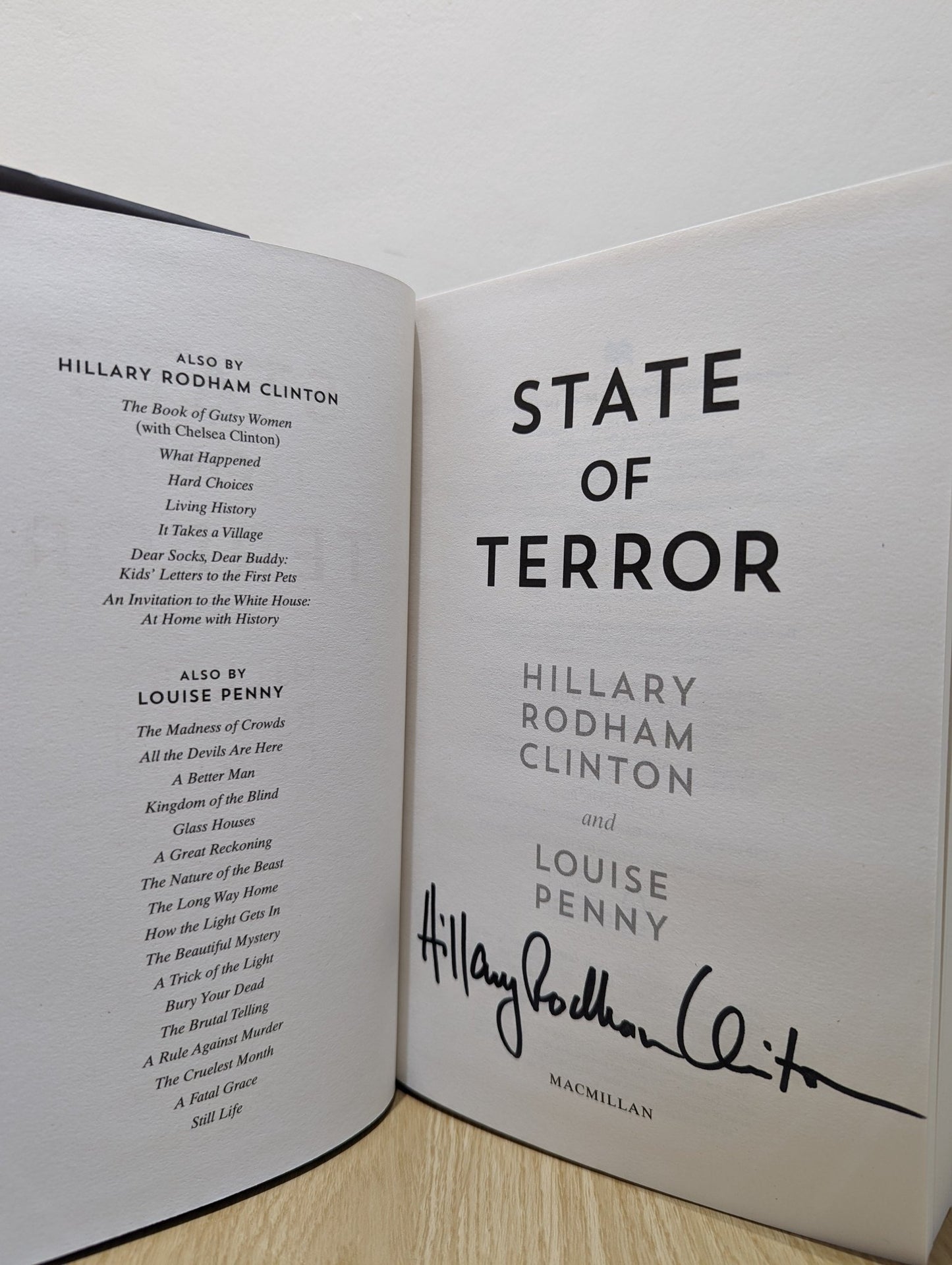 State of Terror by Hillary Rodham Clinton Louise Penny (Signed) - Fialta Books