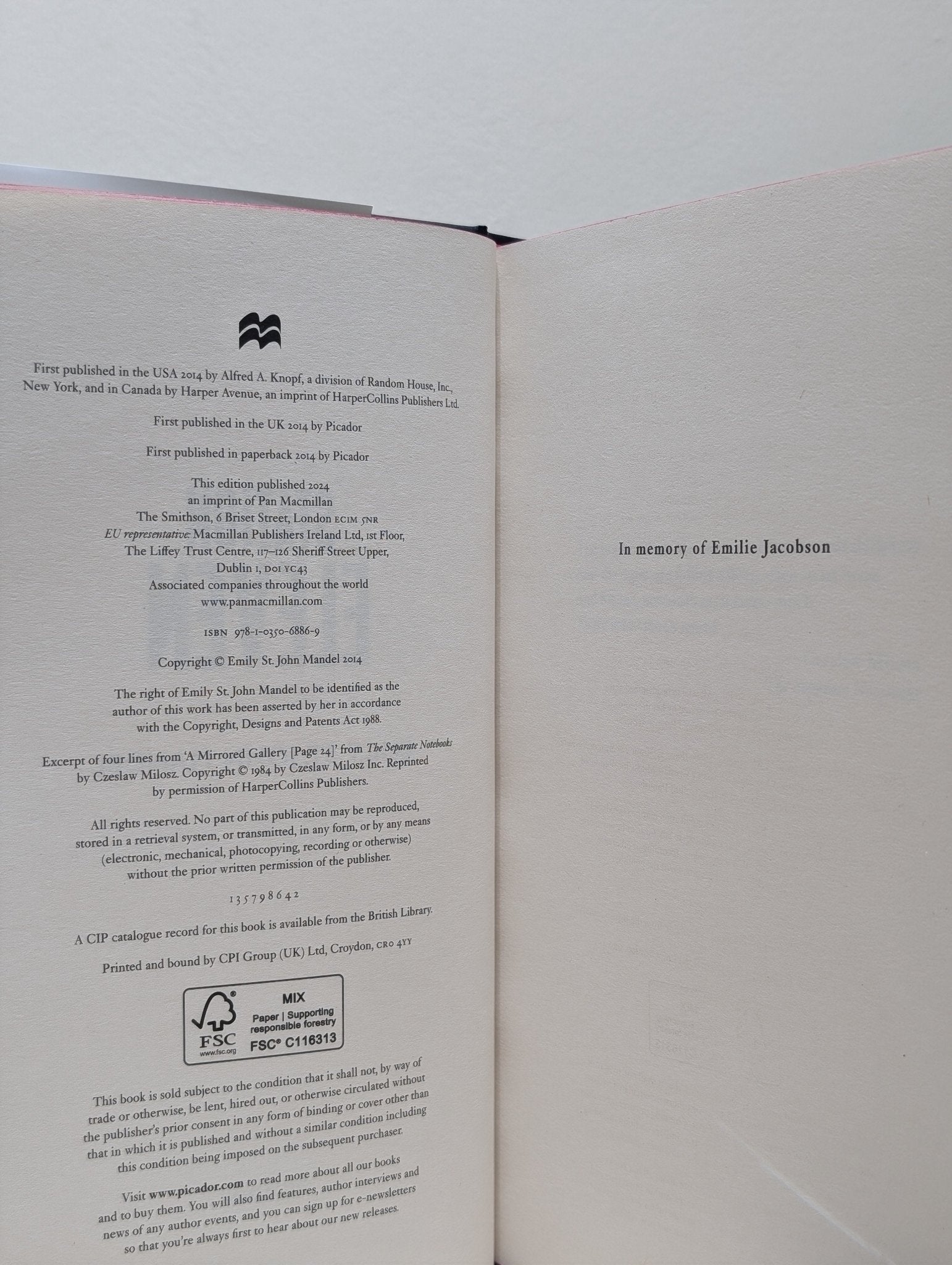 Station Eleven by Emily St. John Mandel (Signed Special Edition with sprayed edges) - Fialta Books