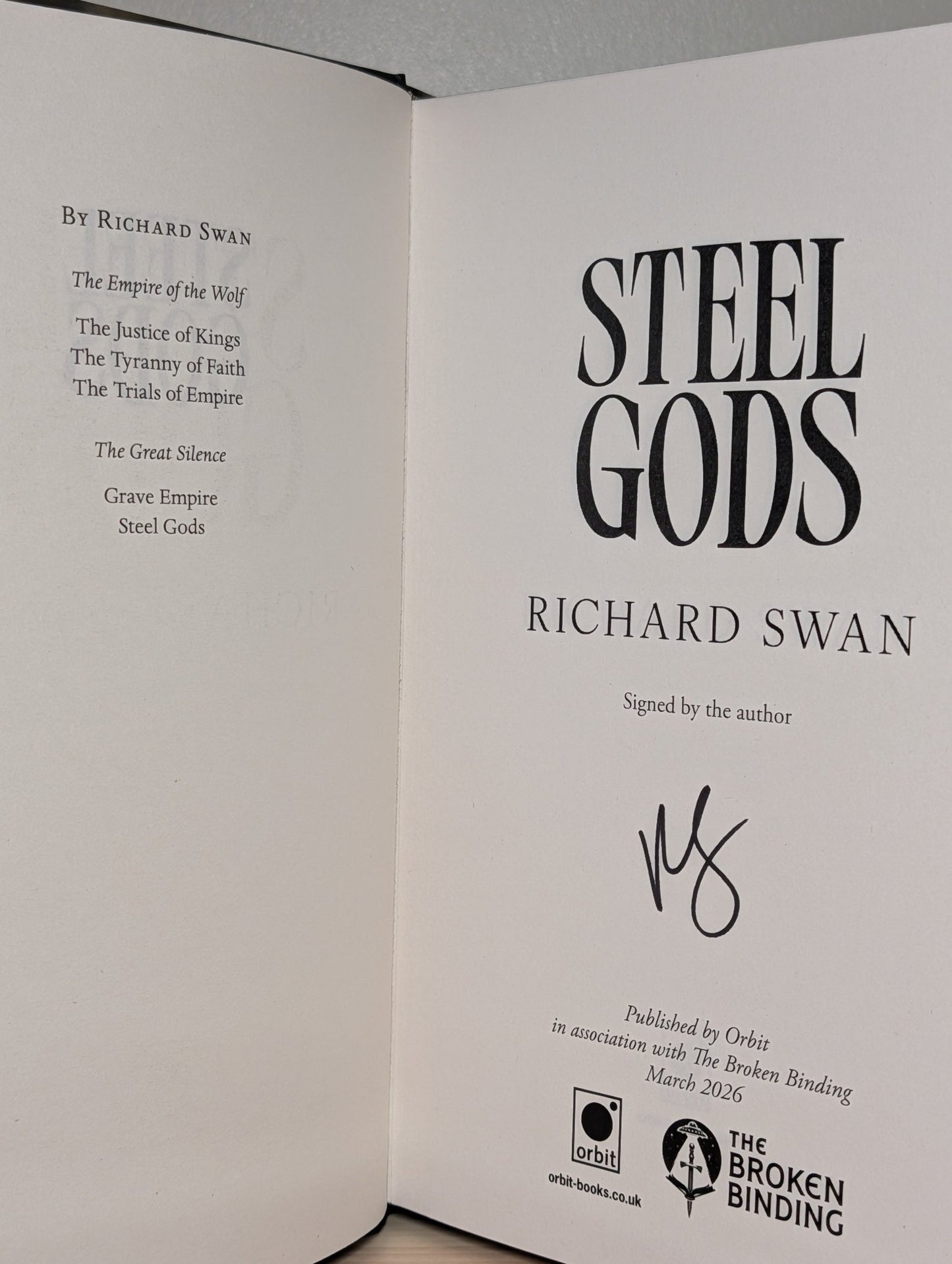 Steel Gods by Richard Swan (Signed with sprayed edges) - Fialta Books