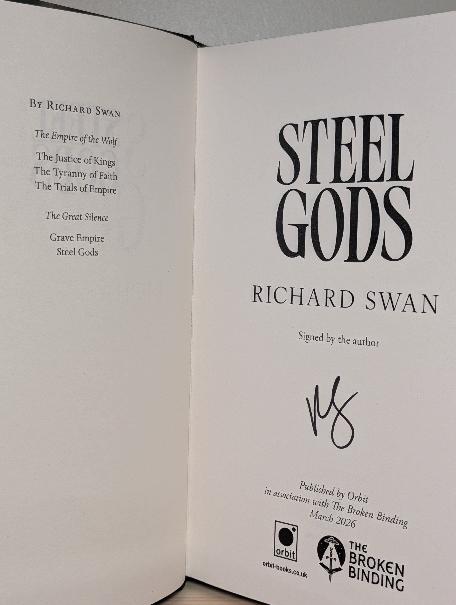 Steel Gods by Richard Swan (Signed with sprayed edges) - Fialta Books