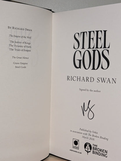 Steel Gods by Richard Swan (Signed with sprayed edges) - Fialta Books
