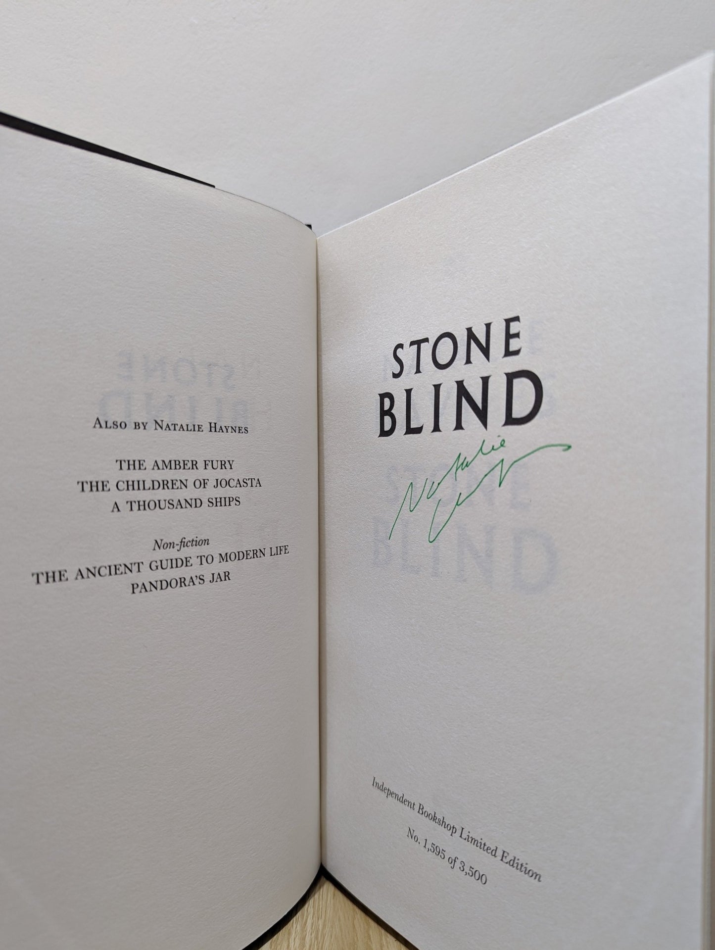 Stone Blind: Medusa's Story by Natalie Haynes (Signed Numbered First Edition with sprayed edges) - Fialta Books