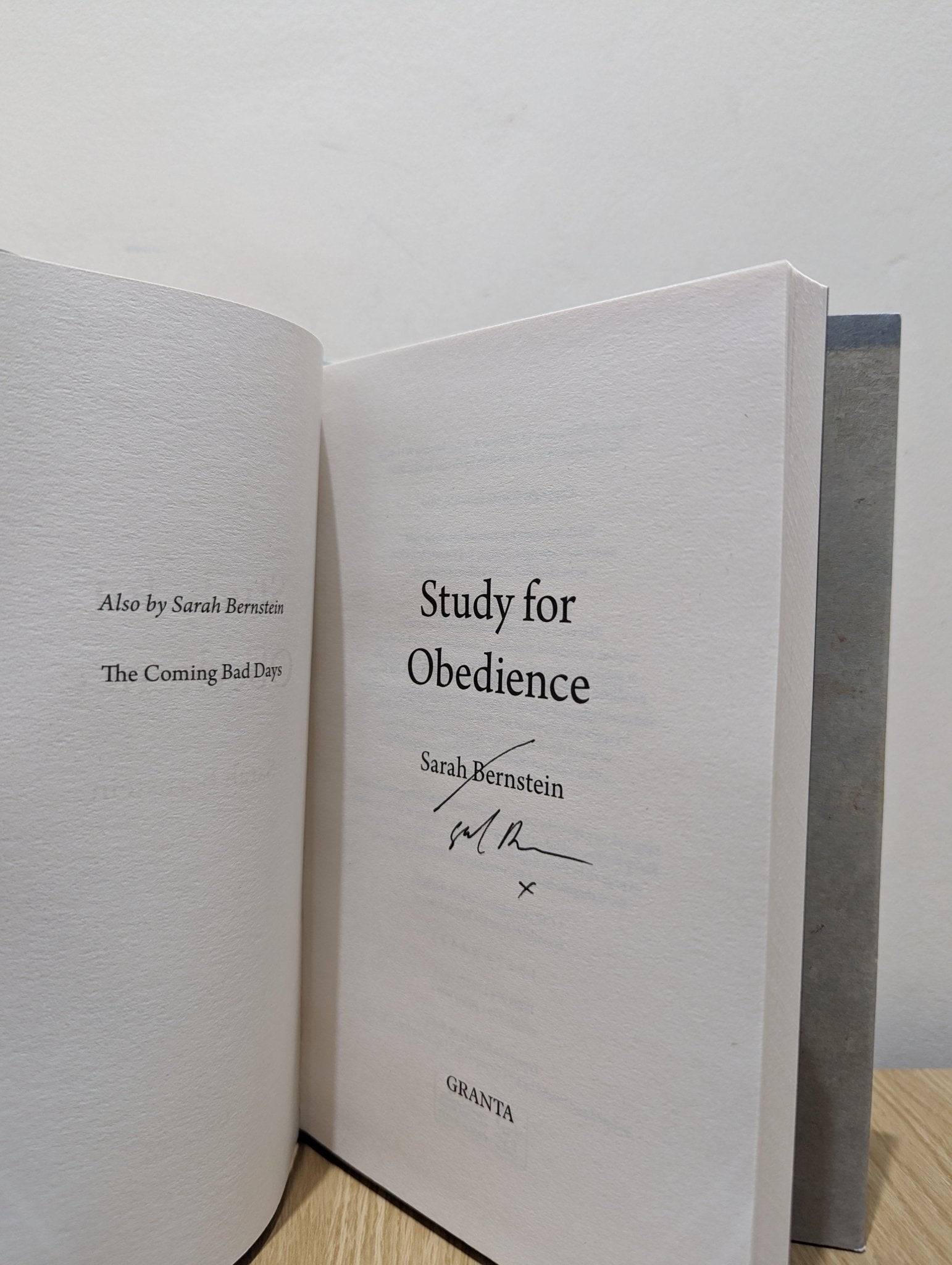 Study for Obedience by Sarah Bernstein (Signed) - Fialta Books