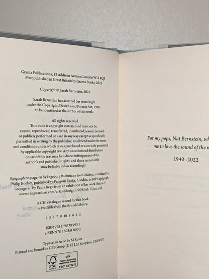 Study for Obedience by Sarah Bernstein (Signed Lined First Edition) - Fialta Books