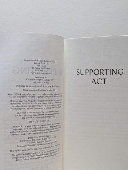 Supporting Act by Agnes Lidbeck (Signed First Edition) - Fialta Books