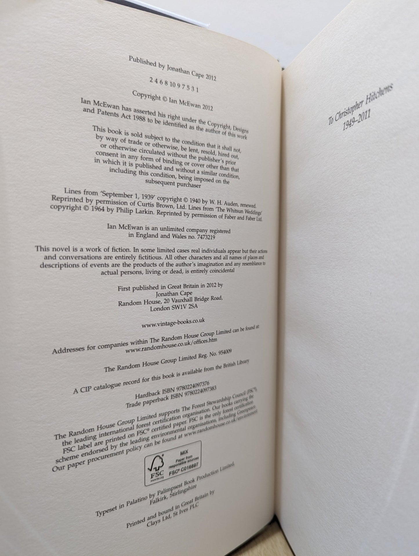 Sweet Tooth by Ian McEwan - Fialta Books