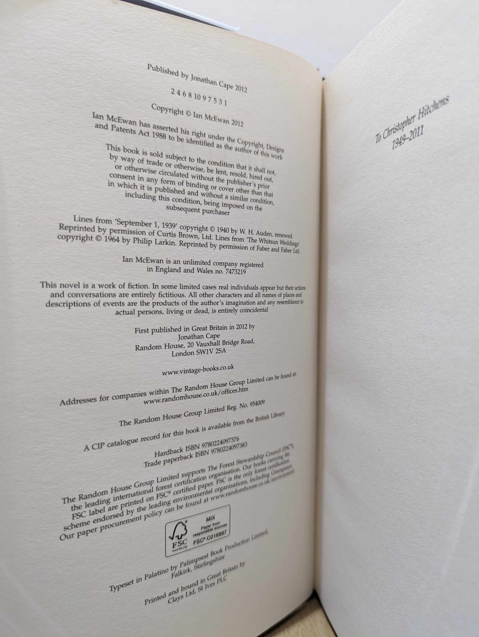 Sweet Tooth by Ian McEwan - Fialta Books