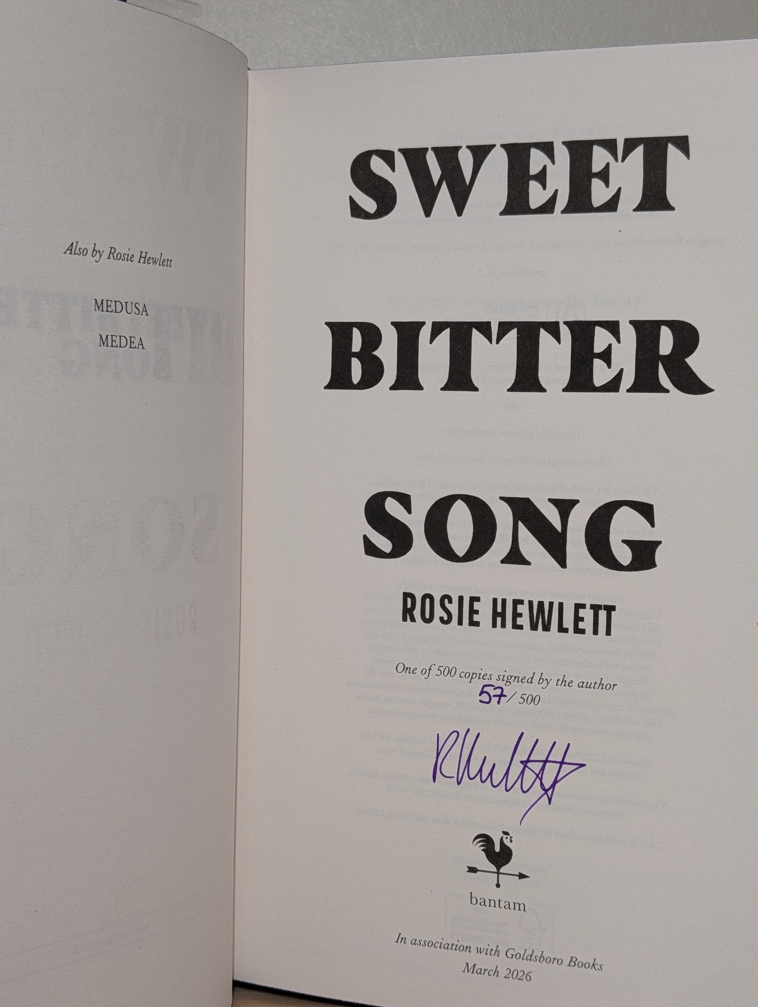 Sweetbitter Song by Rosie Hewlett (Signed Numbered Edition with sprayed edges) - Fialta Books