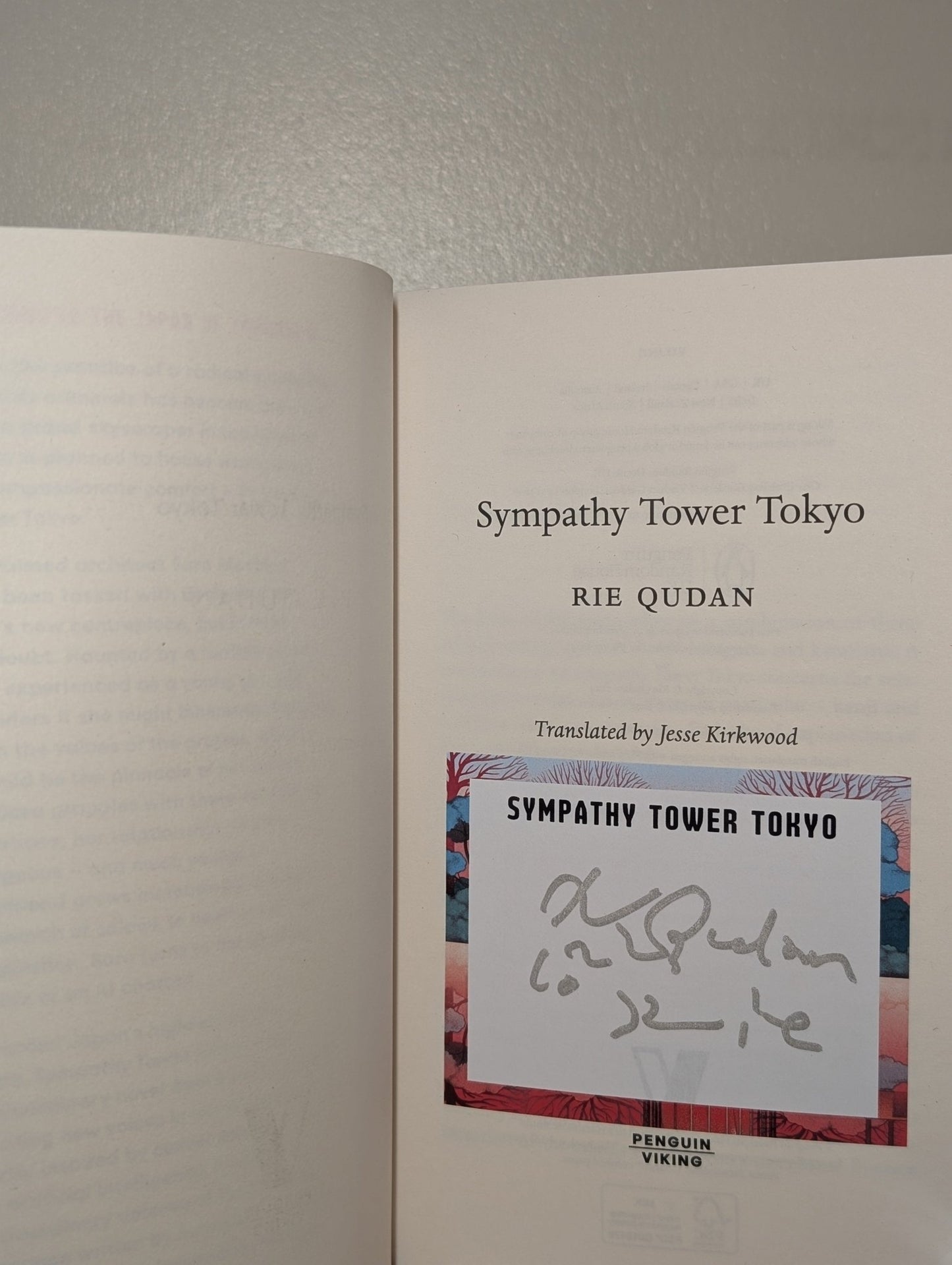 Sympathy Tower Tokyo by Rie Qudan (Signed First Edition) - Fialta Books
