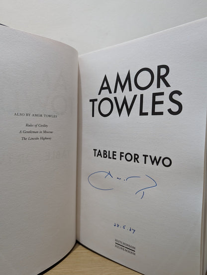 Table For Two by Amor Towles (Signed Dated First Edition) - Fialta Books