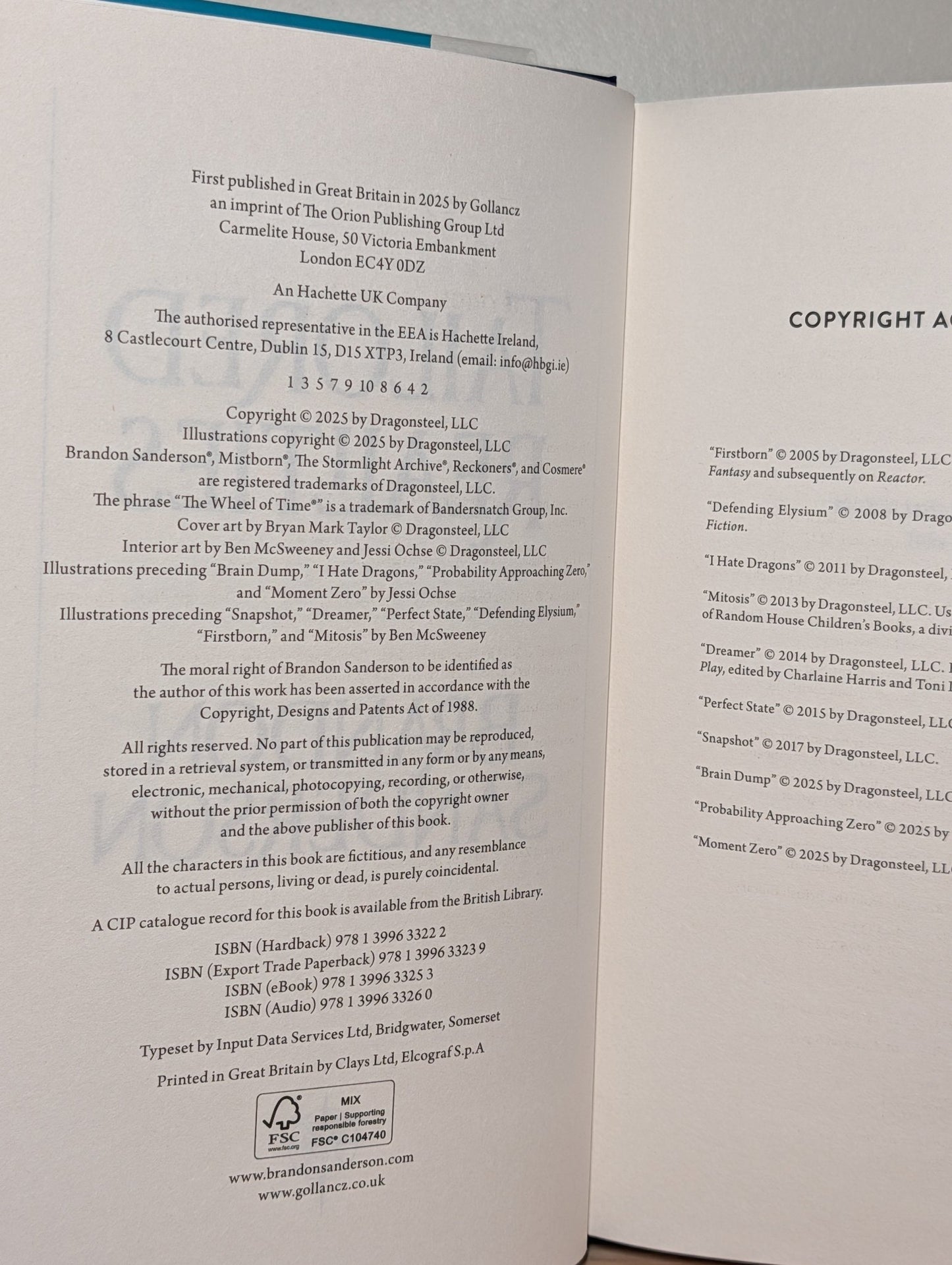 Tailored Realities by Brandon Sanderson (Signed First Edition) - Fialta Books