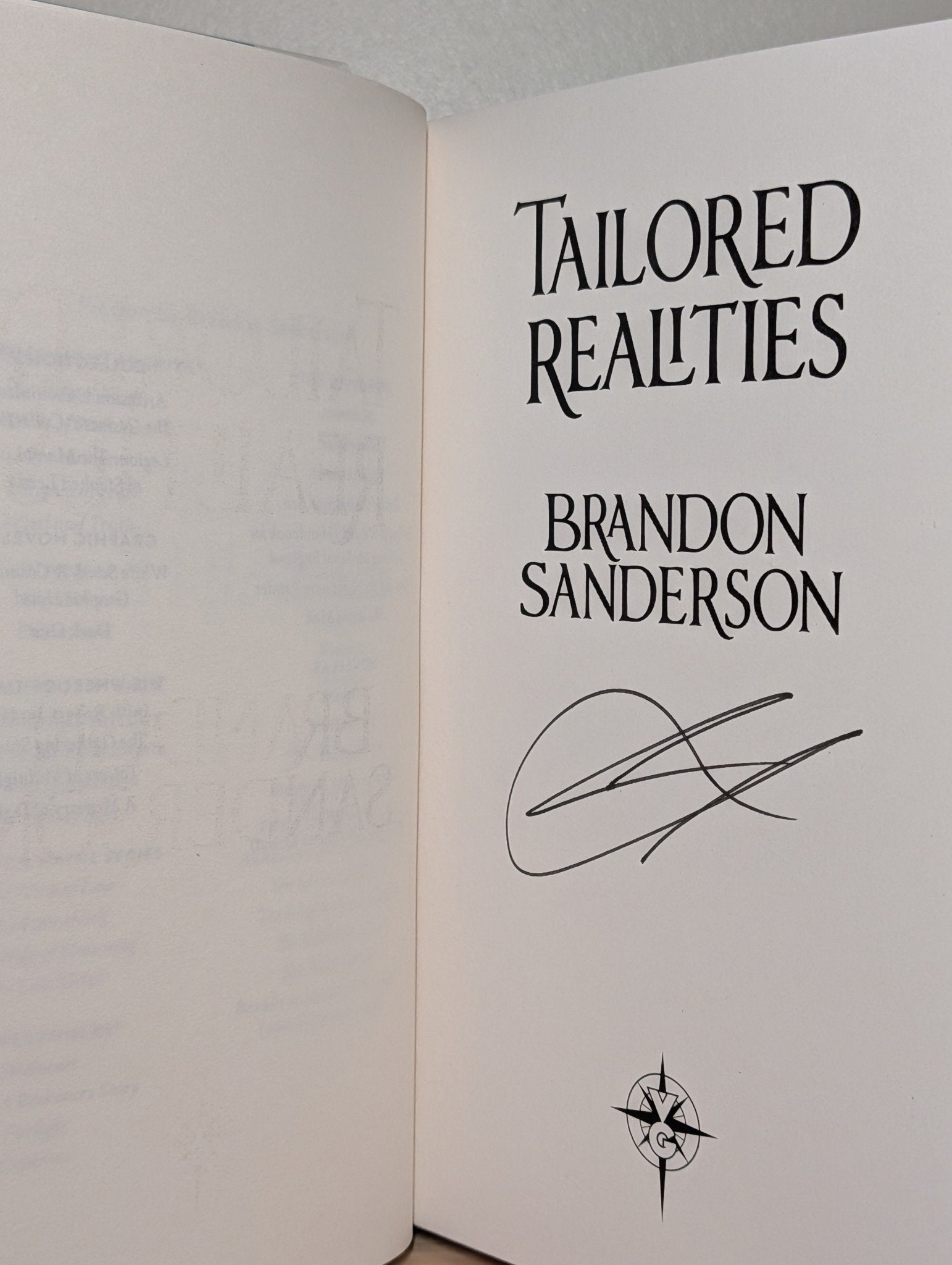 Tailored Realities by Brandon Sanderson (Signed First Edition) - Fialta Books