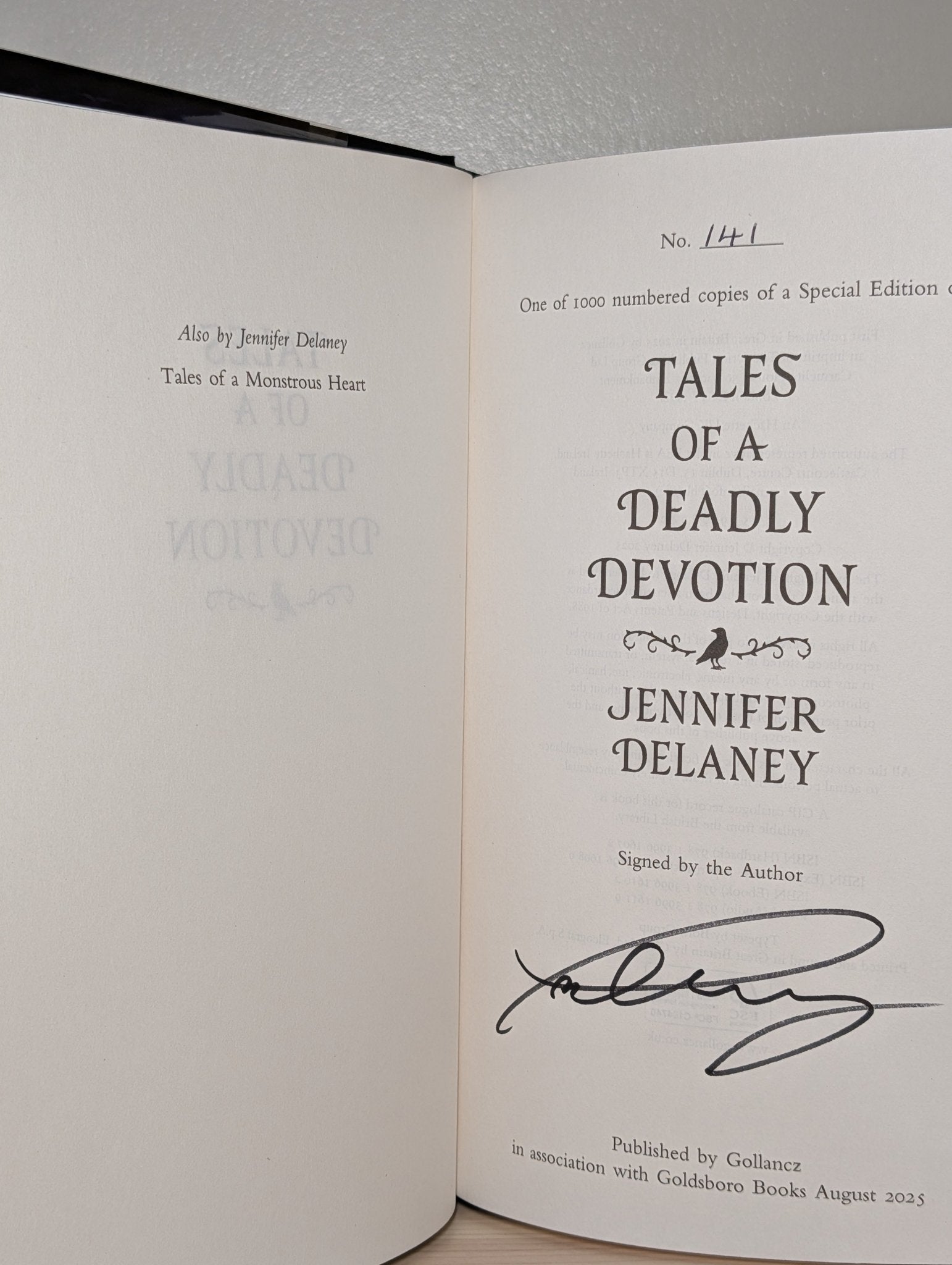 Tales of a Deadly Devotion by Jennifer Delaney (Signed Numbered First Edition with sprayed edges) - Fialta Books