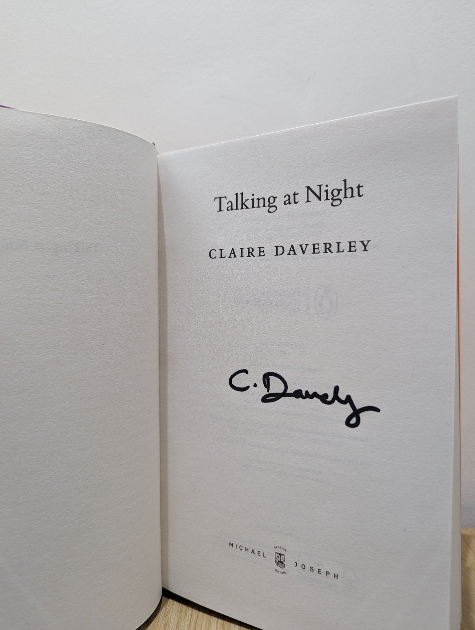 Talking at Night by Claire Daverley (Signed First Edition) - Fialta Books
