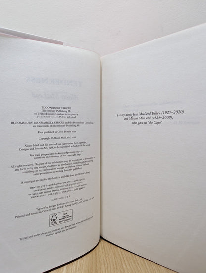 Tenderness by Alison MacLeod (Signed First Edition with sprayed edges) - Fialta Books