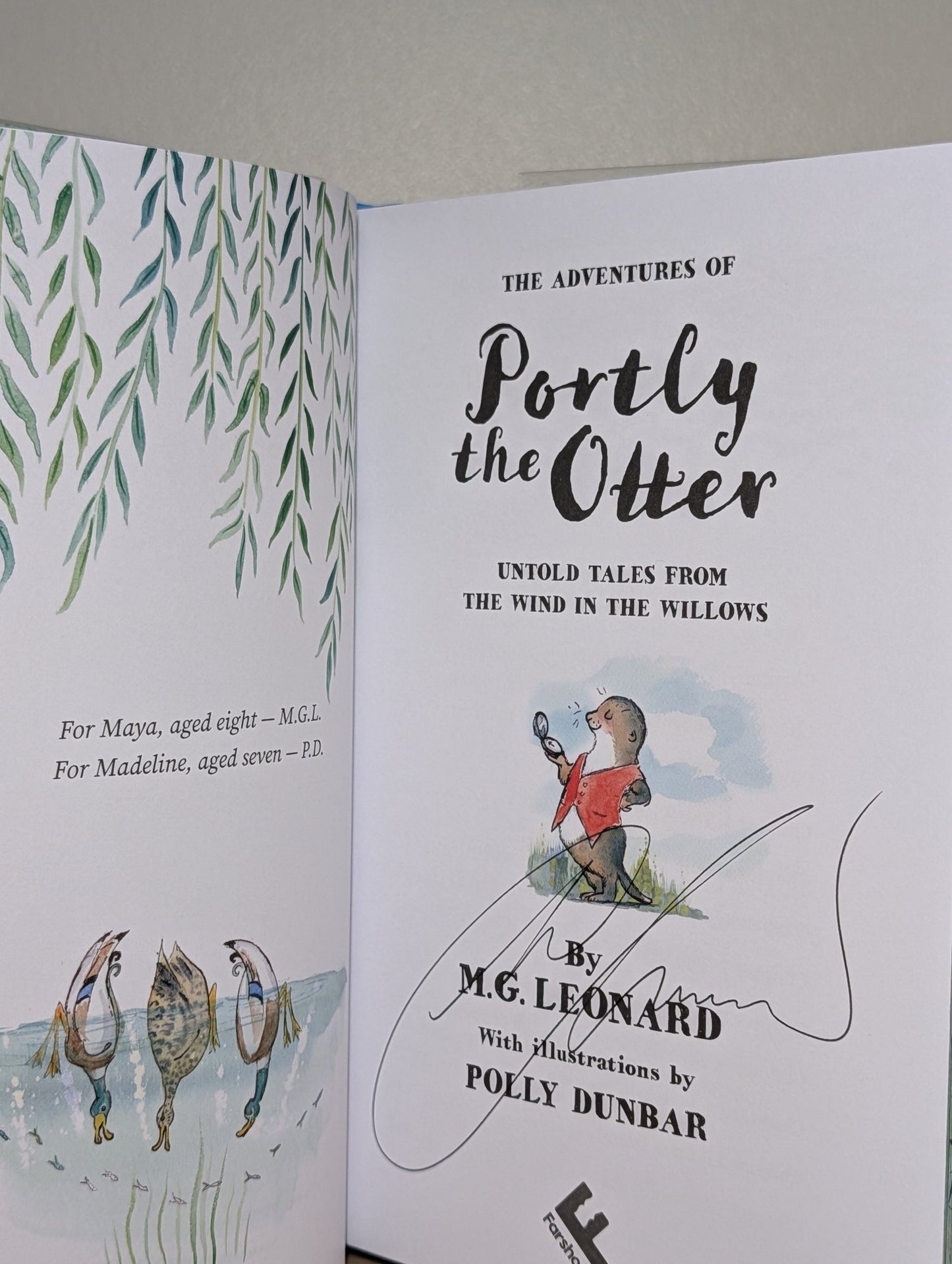 The Adventures of Portly the Otter by M.G. Leonard (Signed First Edition with sprayed edges) - Fialta Books