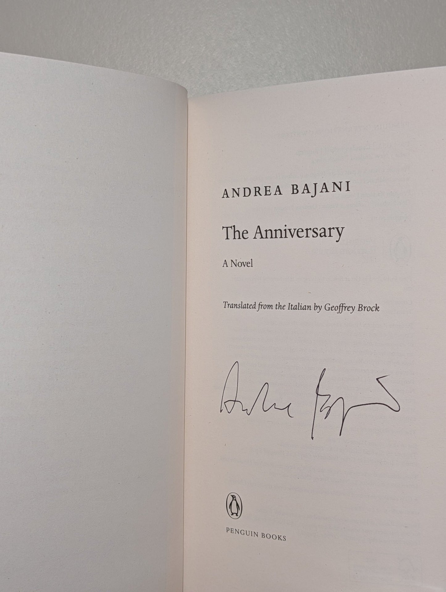 The Anniversary by Andrea Bajani (Signed First Edition) - Fialta Books