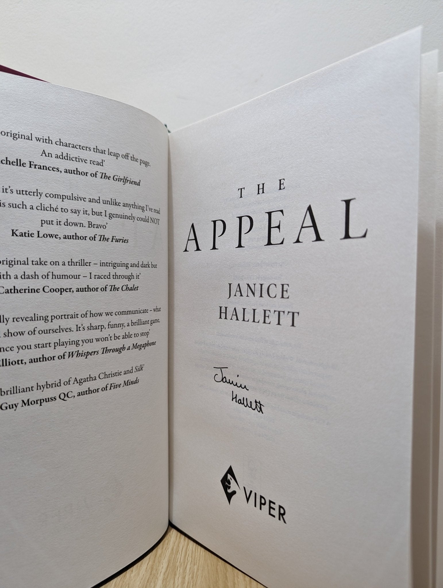 The Appeal by Janice Hallett (Signed) - Fialta Books
