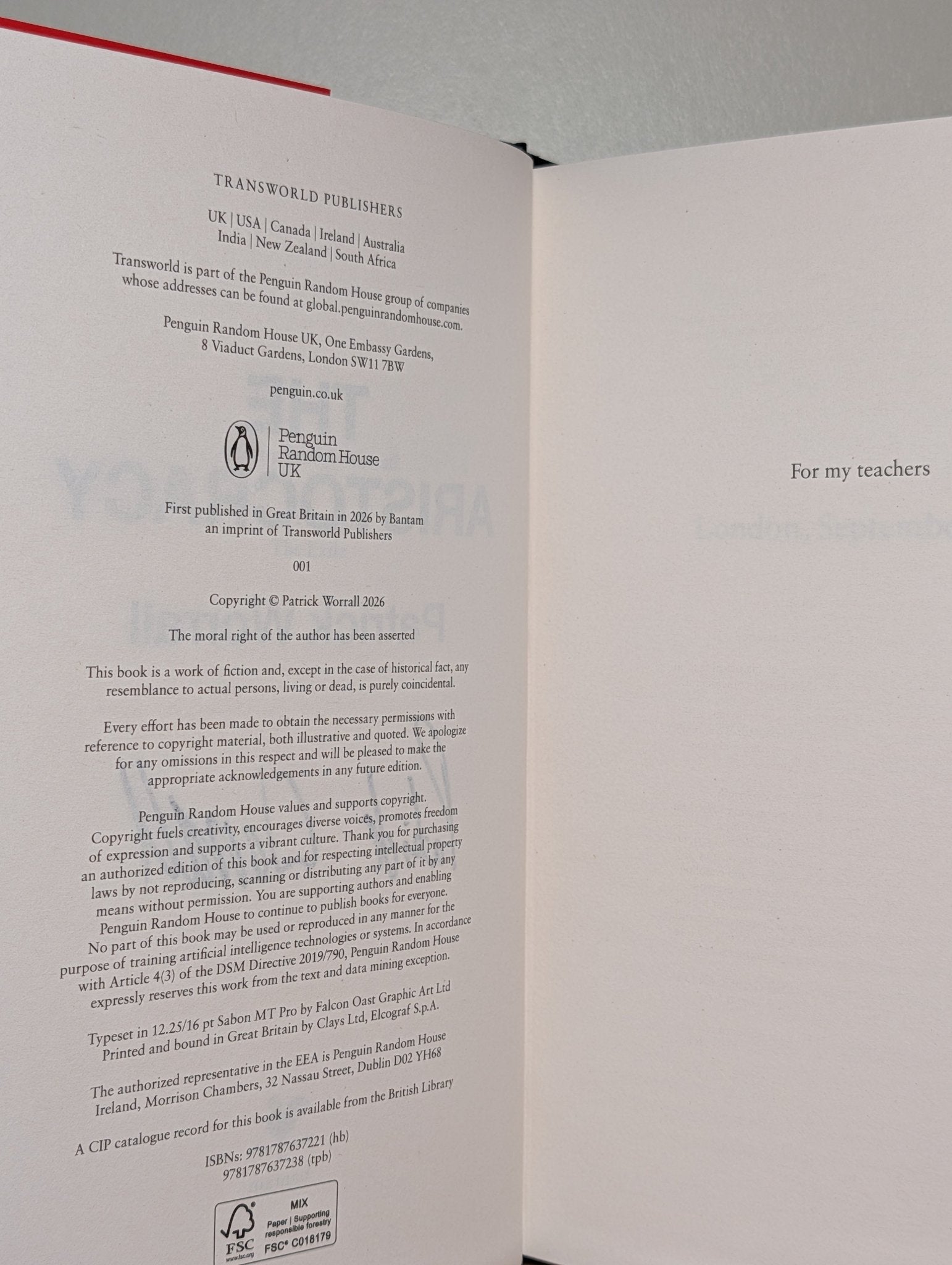 The Aristocracy by Patrick Worrall (Signed First Edition) - Fialta Books