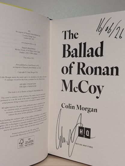 The Ballad of Ronan McCoy by Colin Morgan (Signed Dated First Edition) - Fialta Books