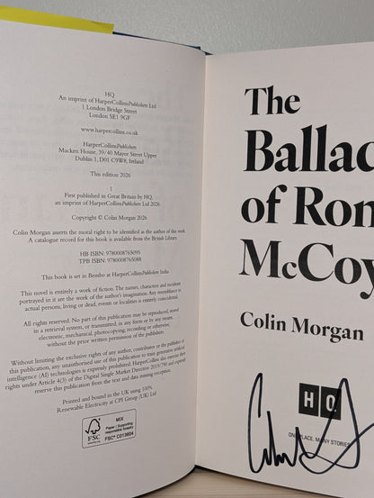 The Ballad of Ronan McCoy by Colin Morgan (Signed First Edition) - Fialta Books